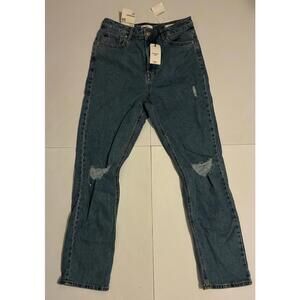 Forever 21 Straight Leg Distressed Jeans Women’s Size 30 Medium Wash NWT
